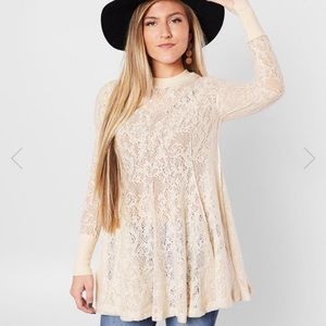 Free People Coffee in The Morning Tunic Top L